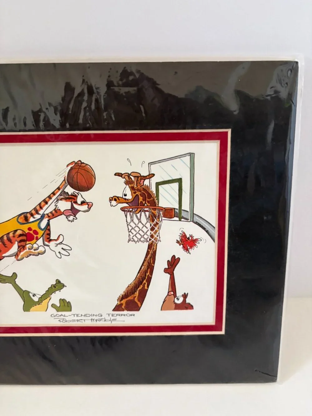 Robert Marble Goal Tending Terror Basketball Animal Cartoon Art Print Matted 8x6